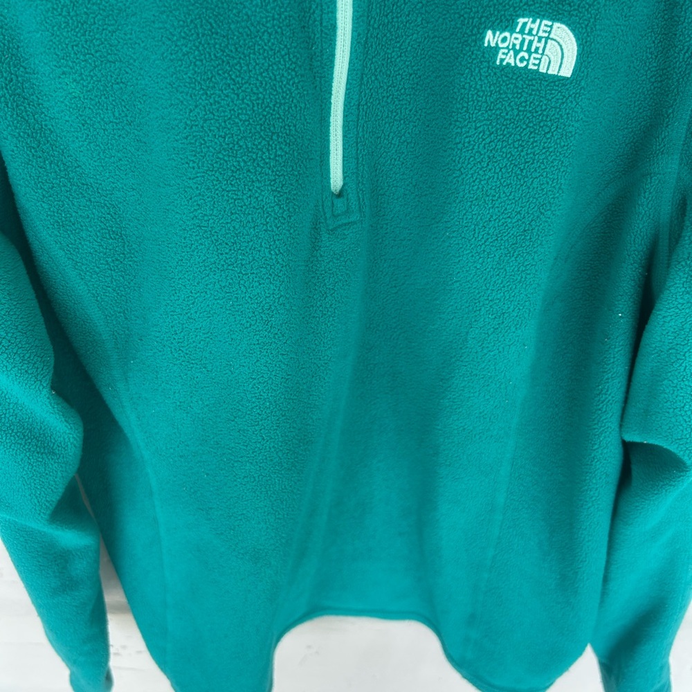 North Face Women’s Polartec Classic 1/4 Zip Fleece Micro Fleece Fitted Teal - Picture 4 of 8